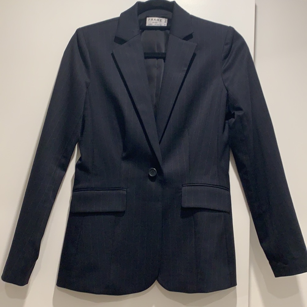 FRAME Navy Pinstripe Women’s Blazer XS